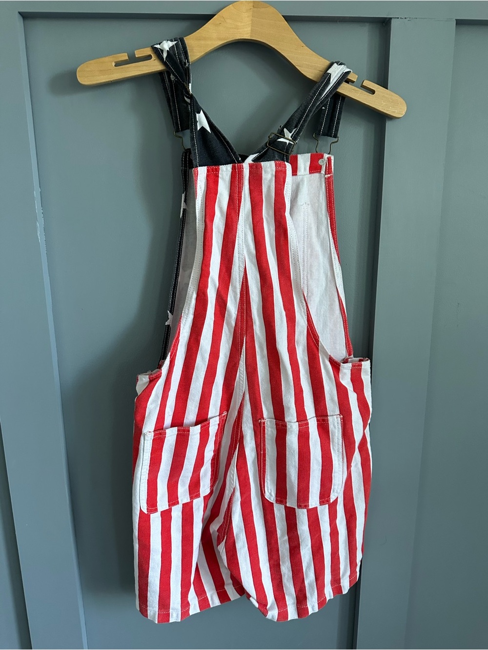 Stars & Stripes Short Overalls Jumpsuit - Red, White & Blue - Picture 2 of 6